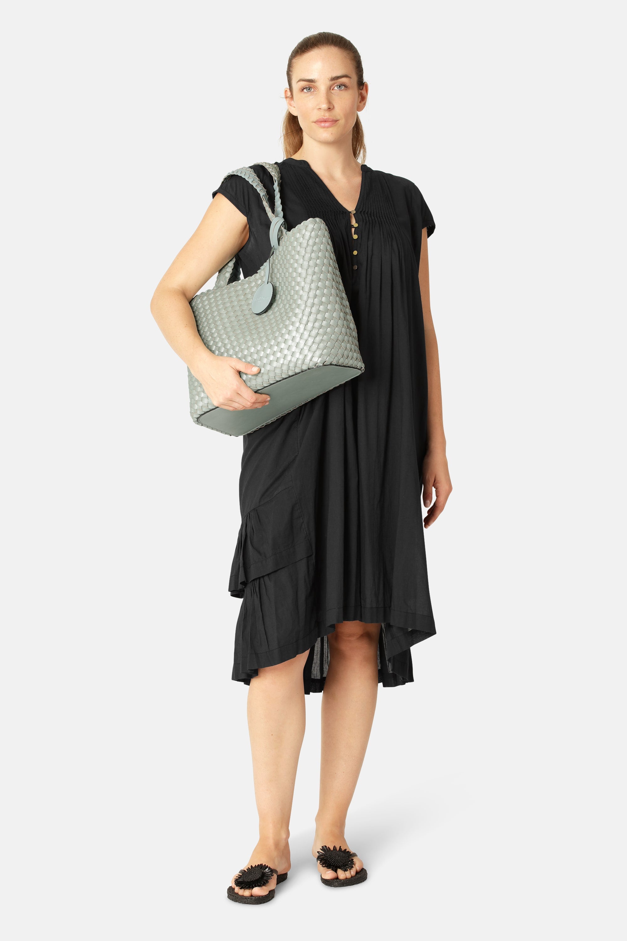 Tote Bag Braided - Beach Glass Metallic Mint